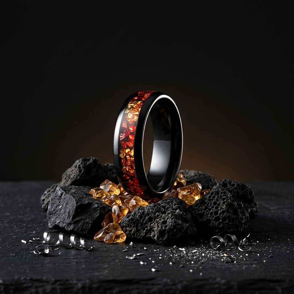 6mm Red and Gold Tungsten Ring