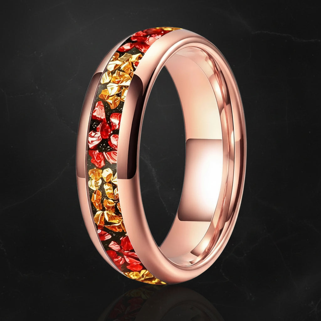 6mm Red and Gold Tungsten Ring