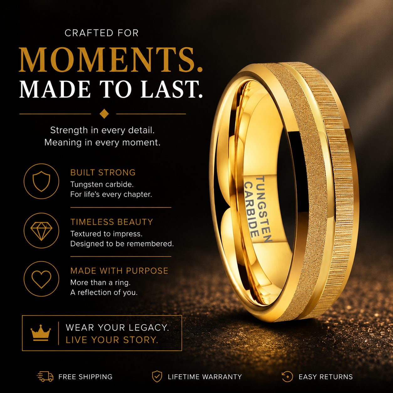 Sandblasted Tungsten Ring