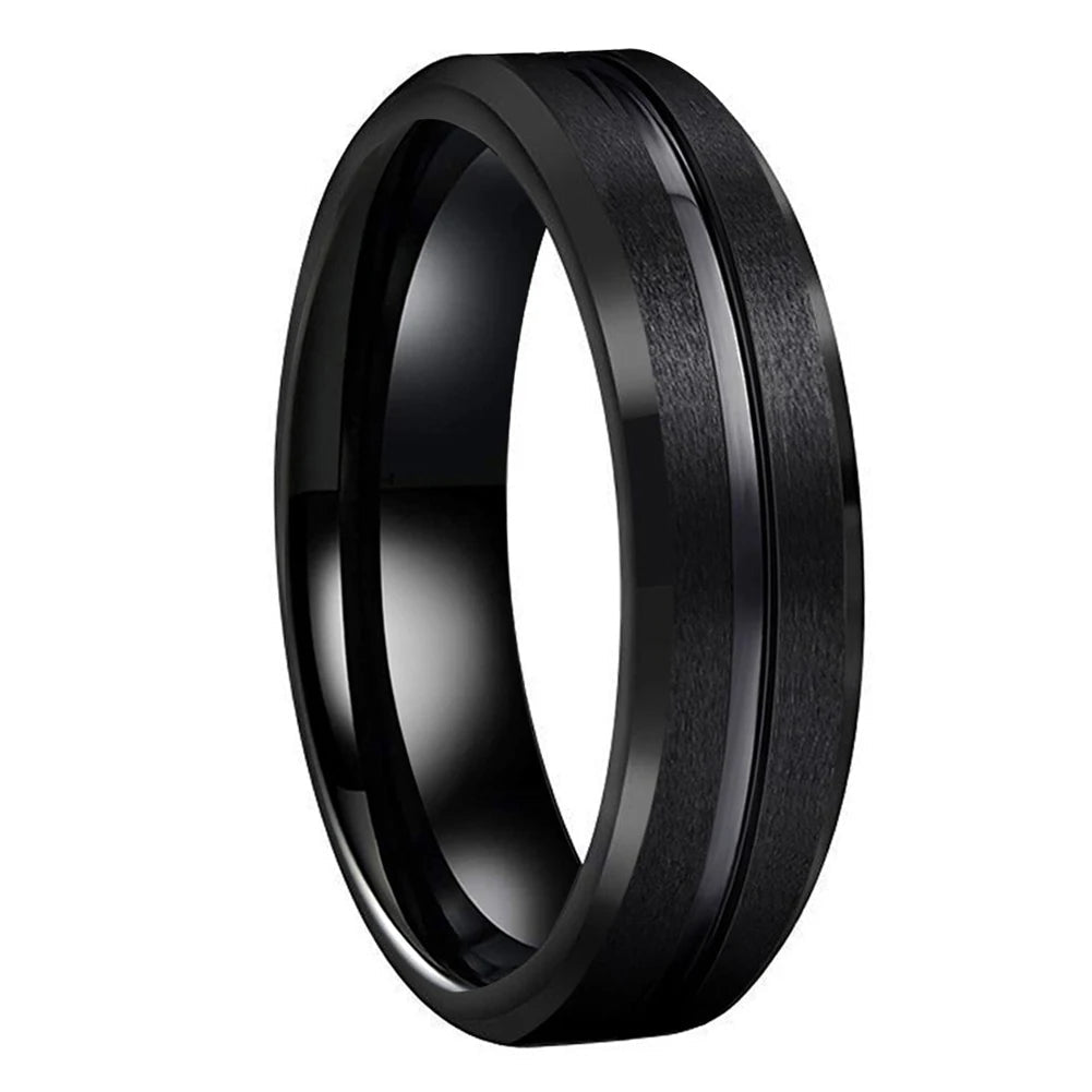 6mm Satin Black Tungsten Carbide Wedding Band