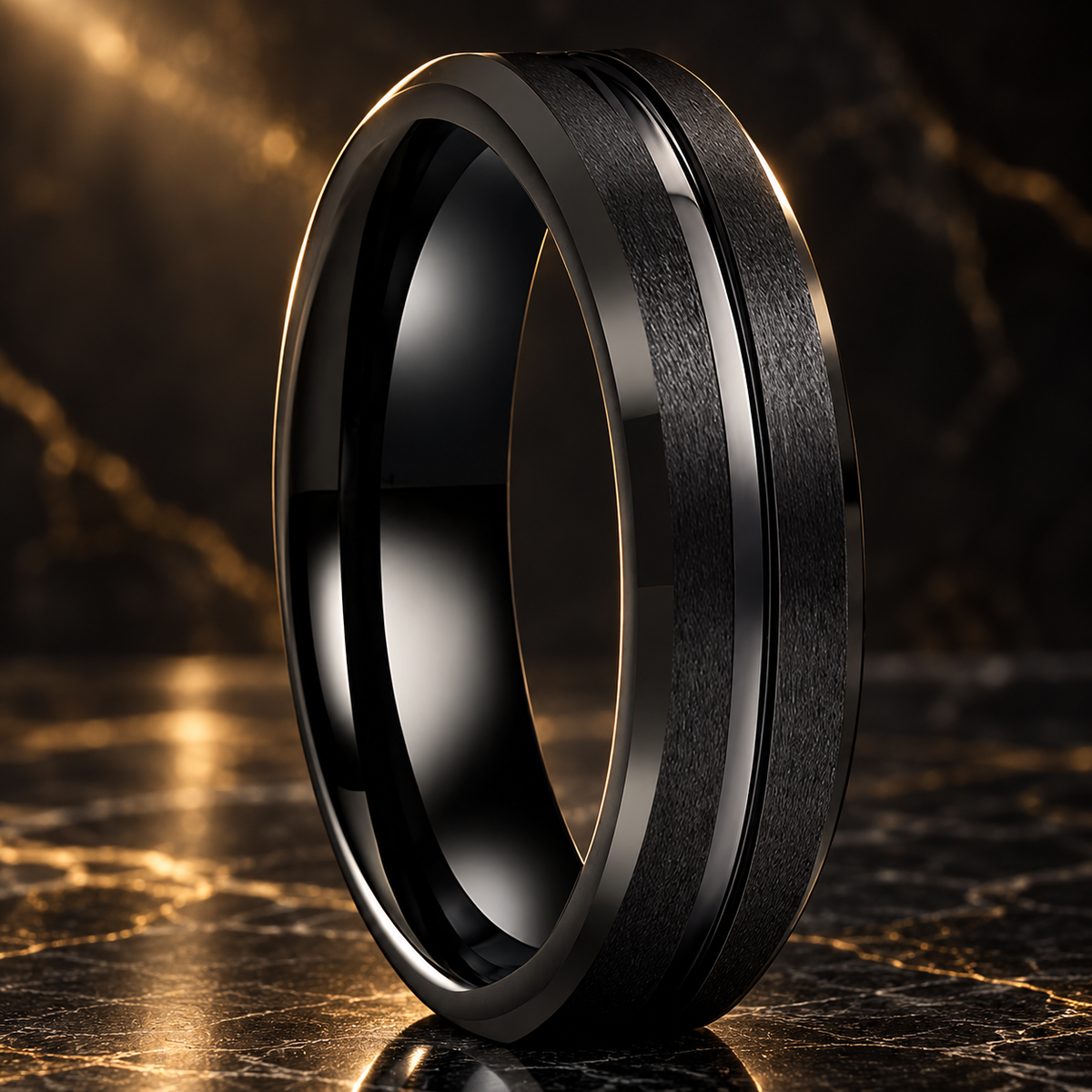 6mm Satin Black Tungsten Carbide Wedding Band