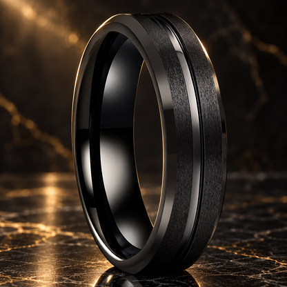 6mm Satin Black Tungsten Carbide Wedding Band