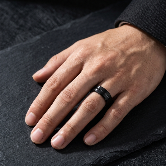 6mm Satin Black Tungsten Carbide Wedding Band