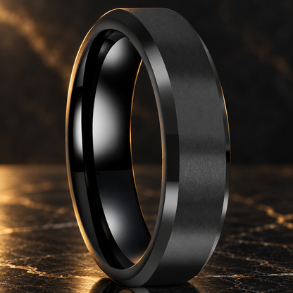 6mm Satin Black Tungsten Carbide Wedding Band