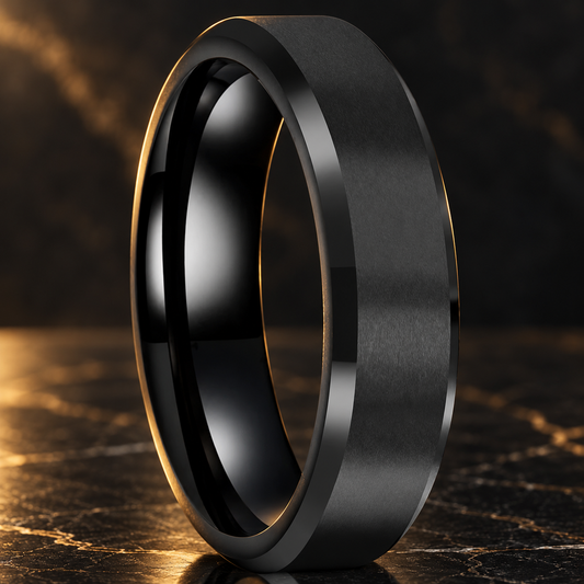6mm Satin Black Tungsten Carbide Wedding Band