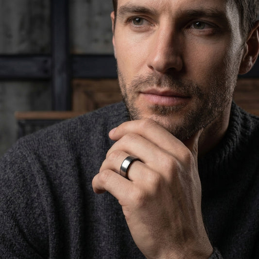 6mm Silver and Black Tungsten Carbide Ring