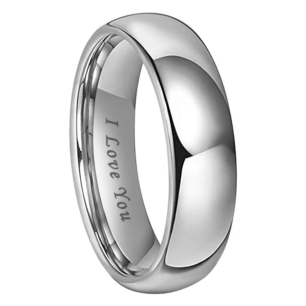 6mm Tungsten Ring I Love You Engraved
