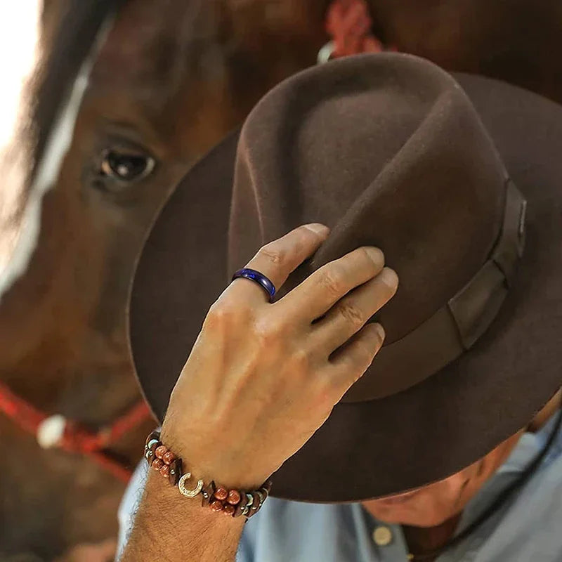 6mm Tungsten Ring with Blue Crushed Shell