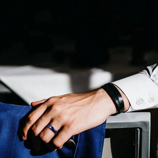 6mm Tungsten Ring with Blue Crushed Shell