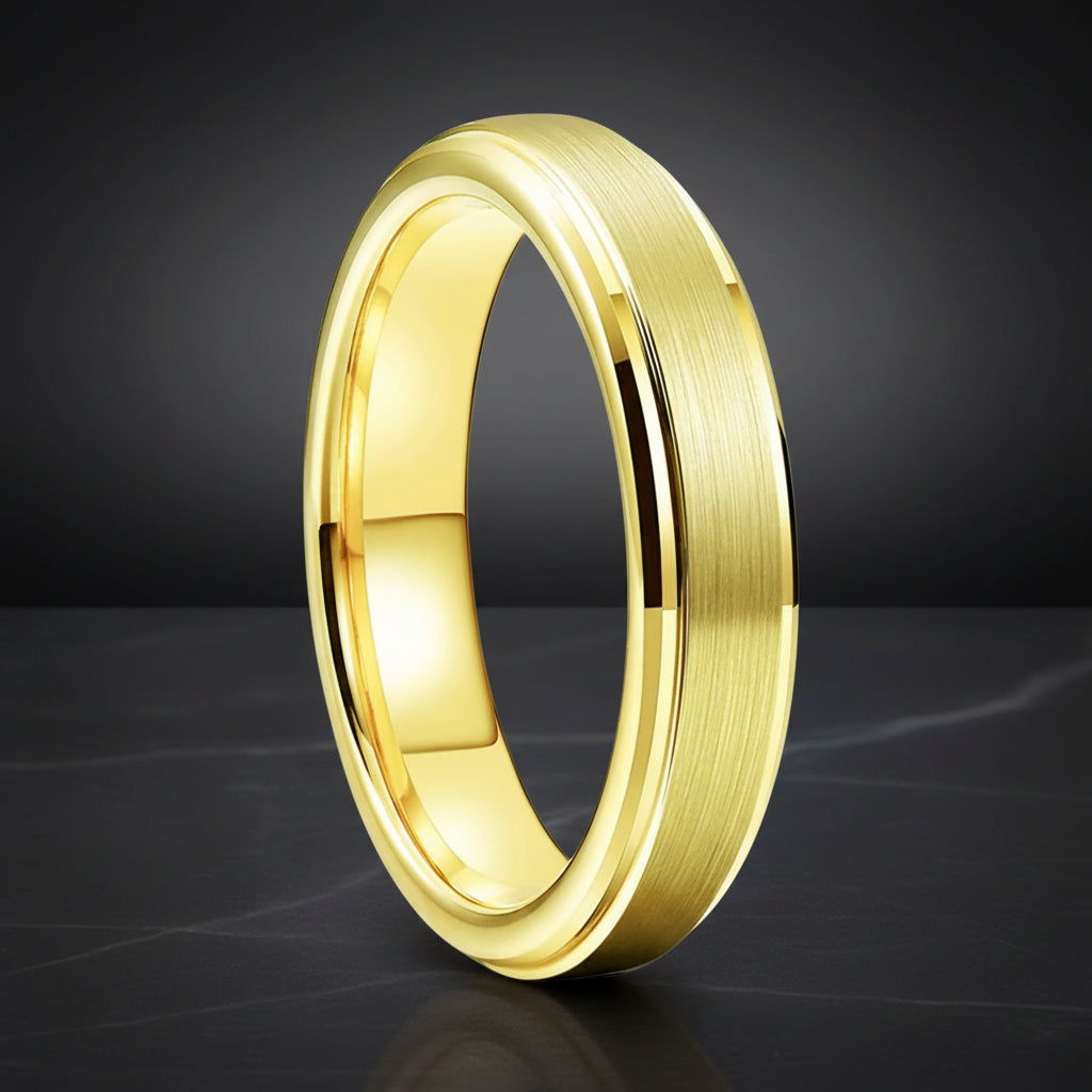 Yellow Gold Tungsten Ring
