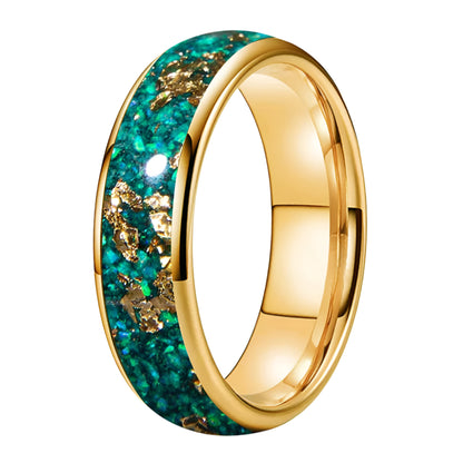 6mm gold opal tungsten ring