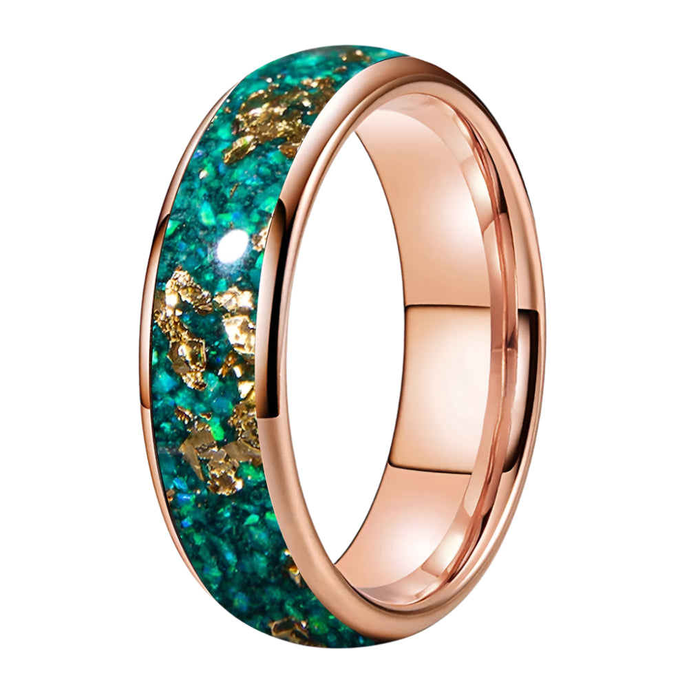 6mm rose gold opal tungsten ring