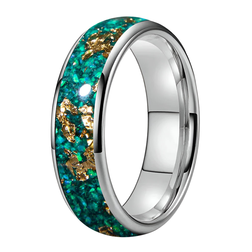 6mm silver opal tungsten ring