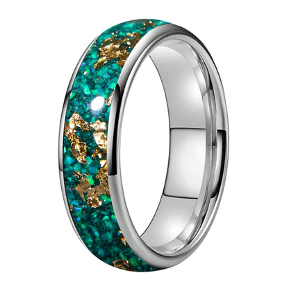6mm silver opal tungsten ring