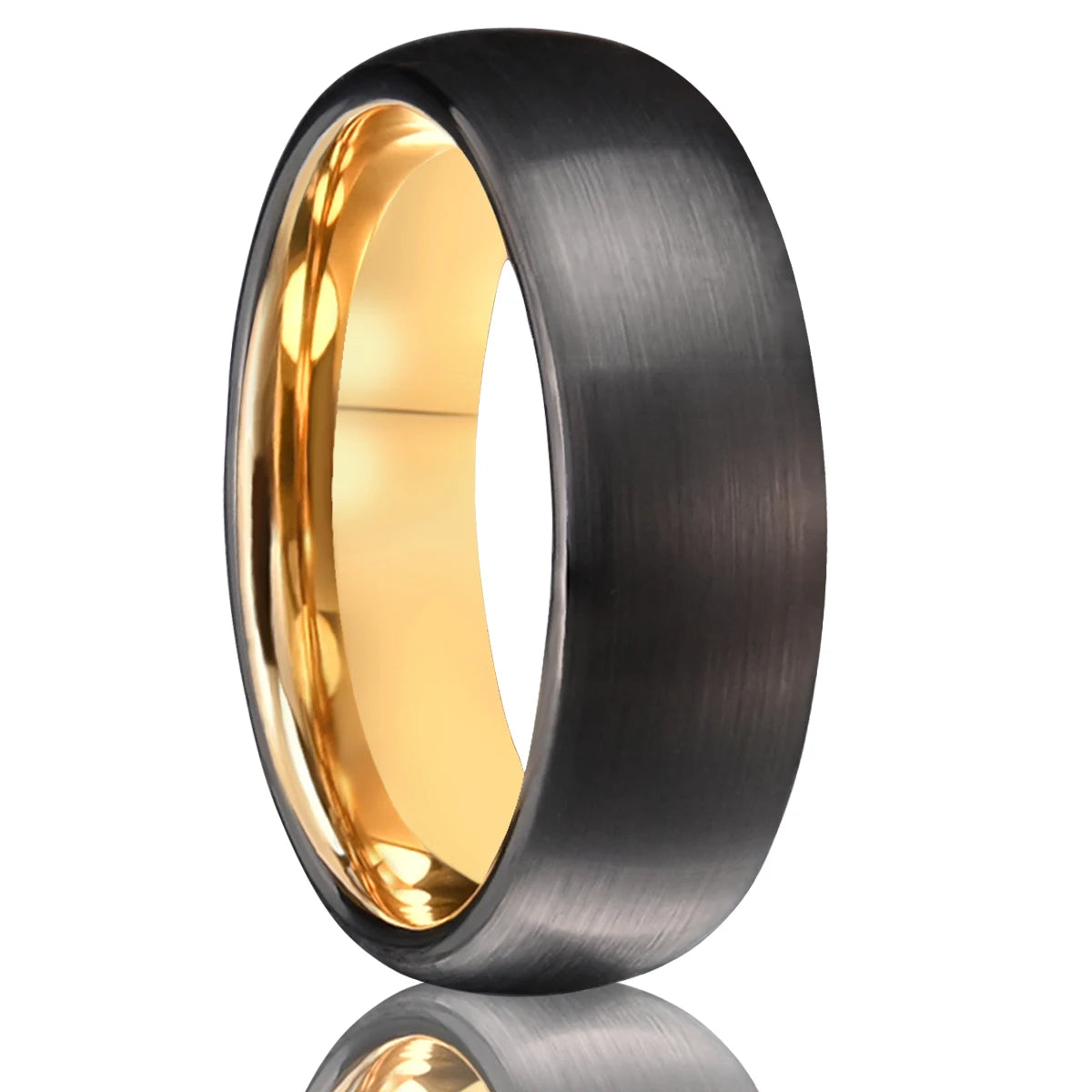 7MM Black & Gold Tungsten Wedding Band