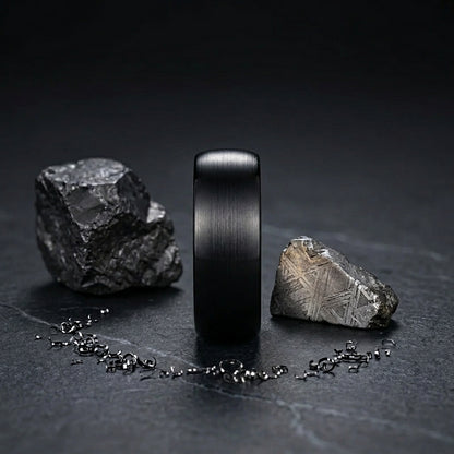 7MM Black & Gold Tungsten Wedding Band
