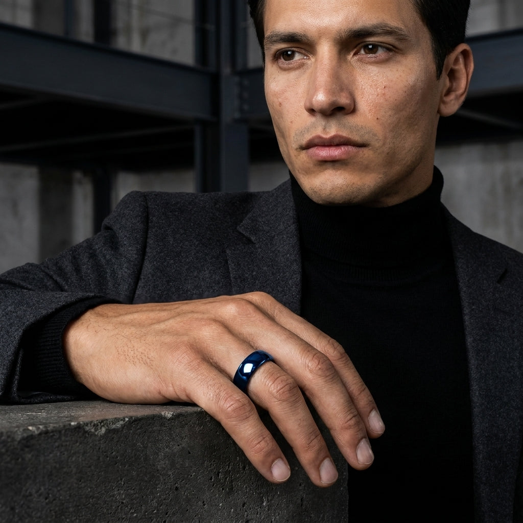 7MM Blue Tungsten Ring