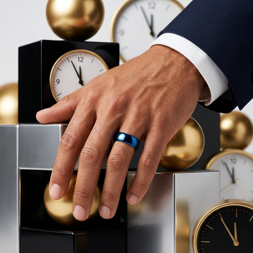 7MM Blue Tungsten Ring