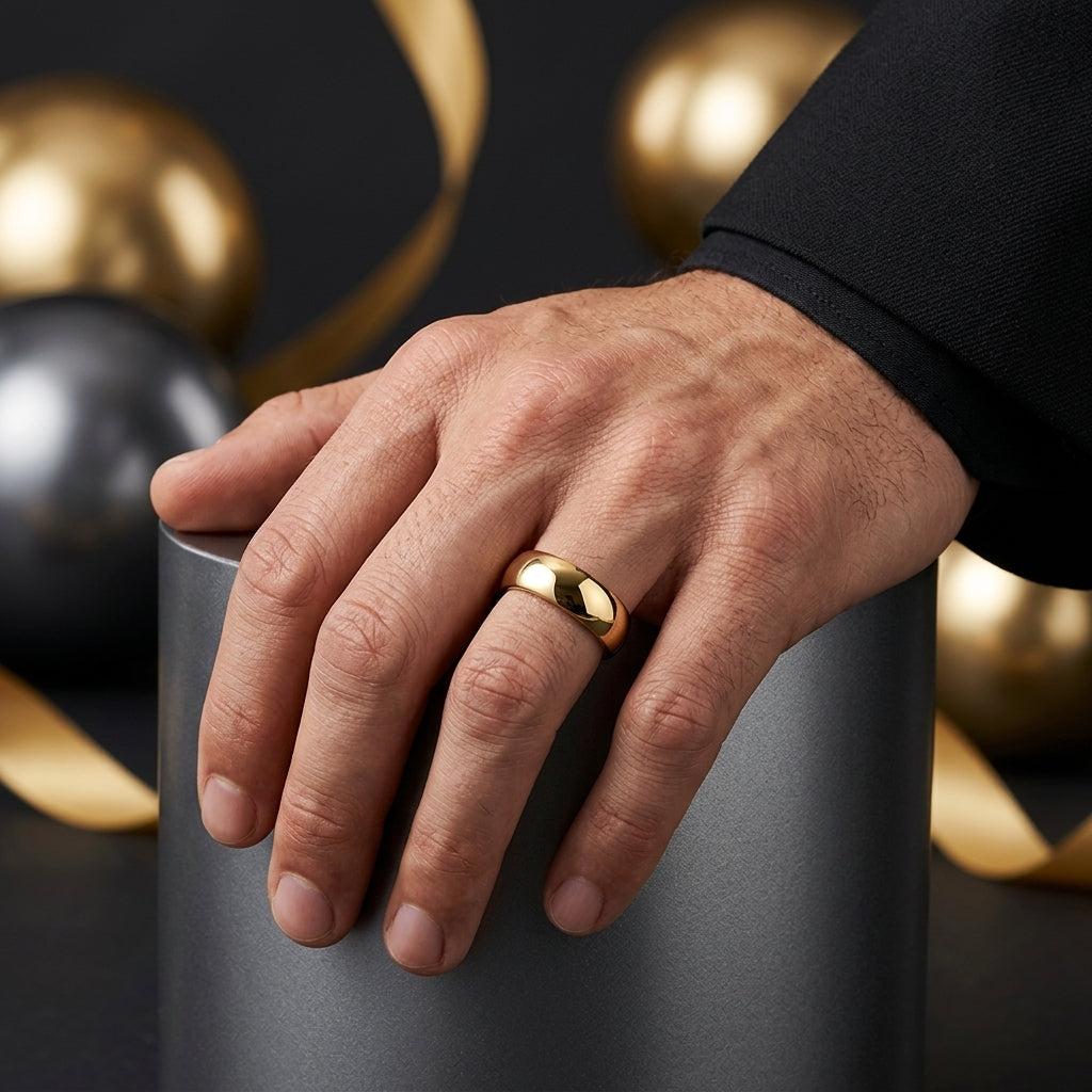 7mm Gold Tungsten Ring