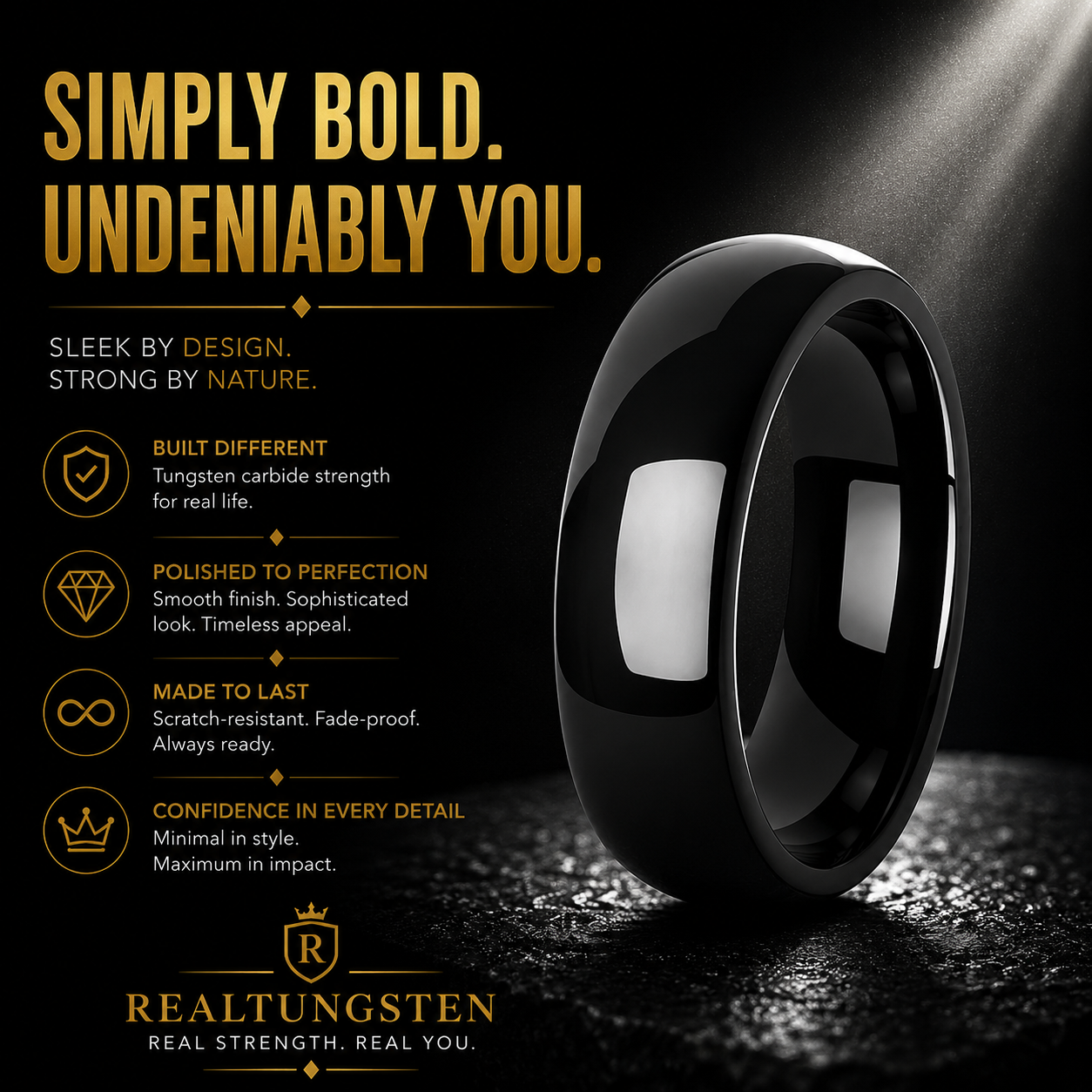 7mm Black Tungsten Ring