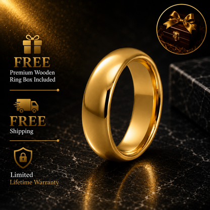 7mm Gold Tungsten Ring