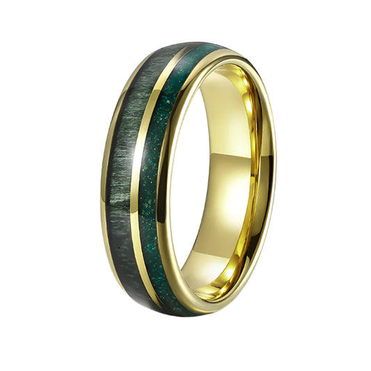 7mm Green Opal & Wood Tungsten Ring