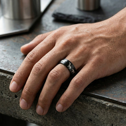 Black Tungsten Horse Ring