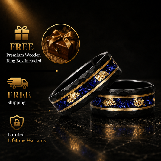Black Hammered Tungsten Ring