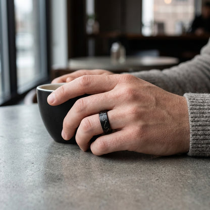 Black Tungsten Fishing Hook Ring