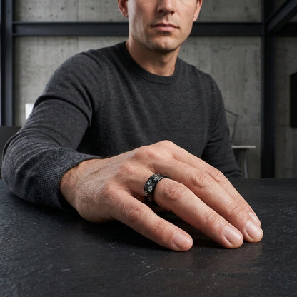 Black Tungsten Paw Print Ring