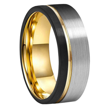 8MM Brushed Tungsten Ring - Offset Groove Design