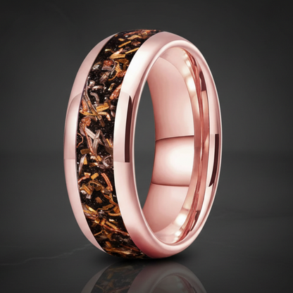 8MM Dome Tungsten Wedding Band with Blacksand & Copper Inlay