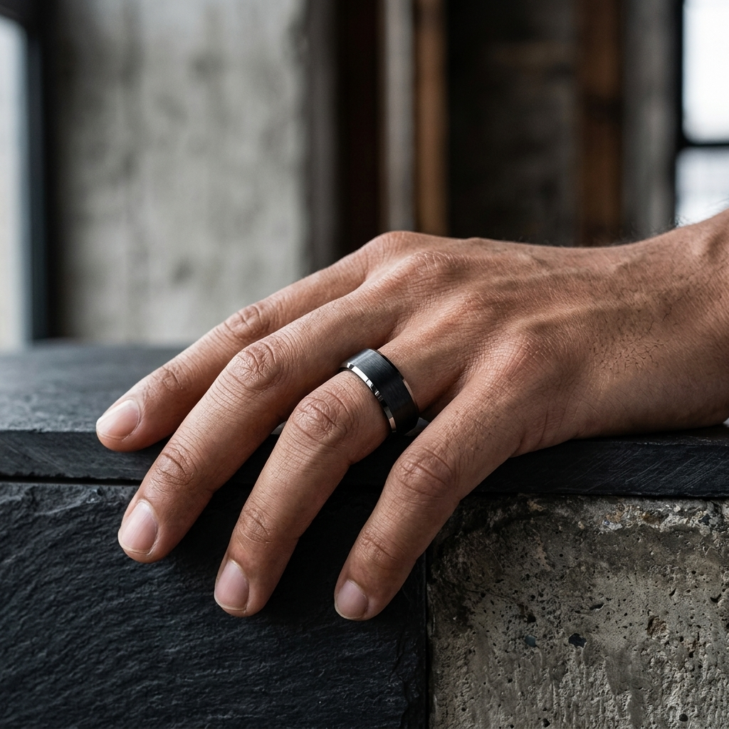 Matte Black Tungsten Wedding Band