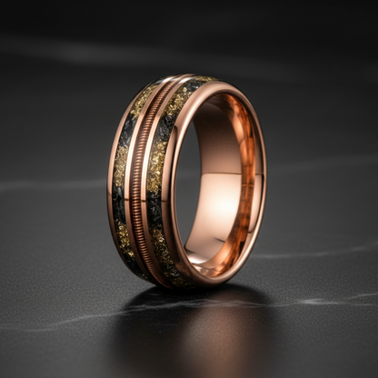 8MM Rose Gold Meteorite Tungsten Ring