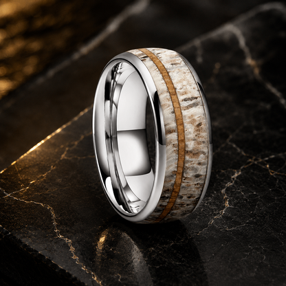 8MM Tungsten Deer Antler Ring