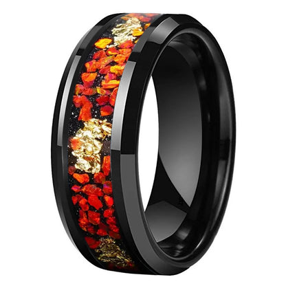 8MM Tungsten Ring with Orange Opal