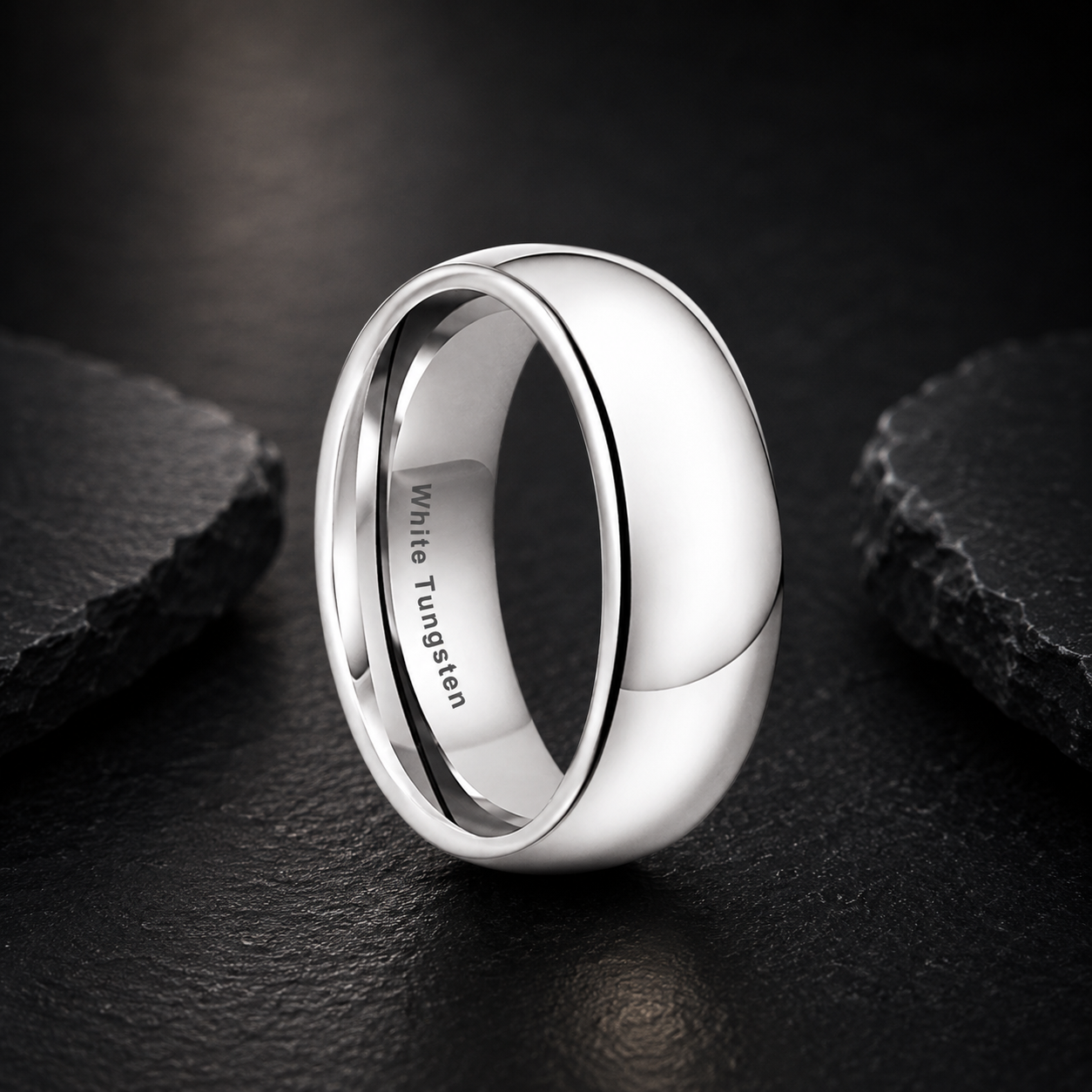 8MM White Tungsten Ring