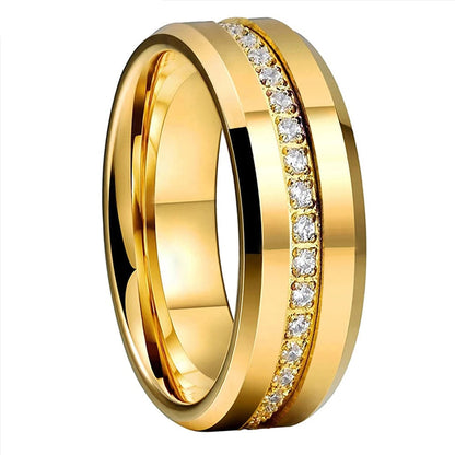 Womens Tungsten Ring Cubic Zirconia
