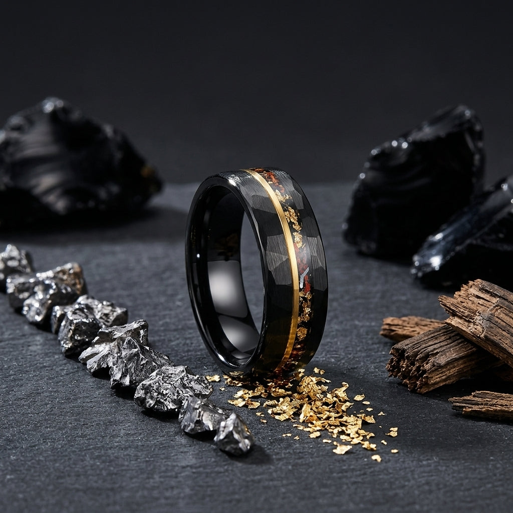 gold-foil-meteorite-opal-tungsten-ring
