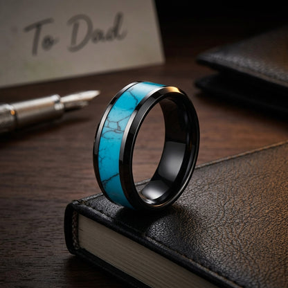turquoise inlay tungsten wedding band