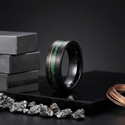 8MM Black Tungsten Galaxy Wedding Band