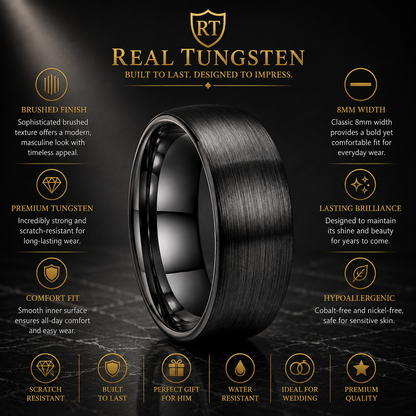 8MM Black Tungsten Wedding Ring