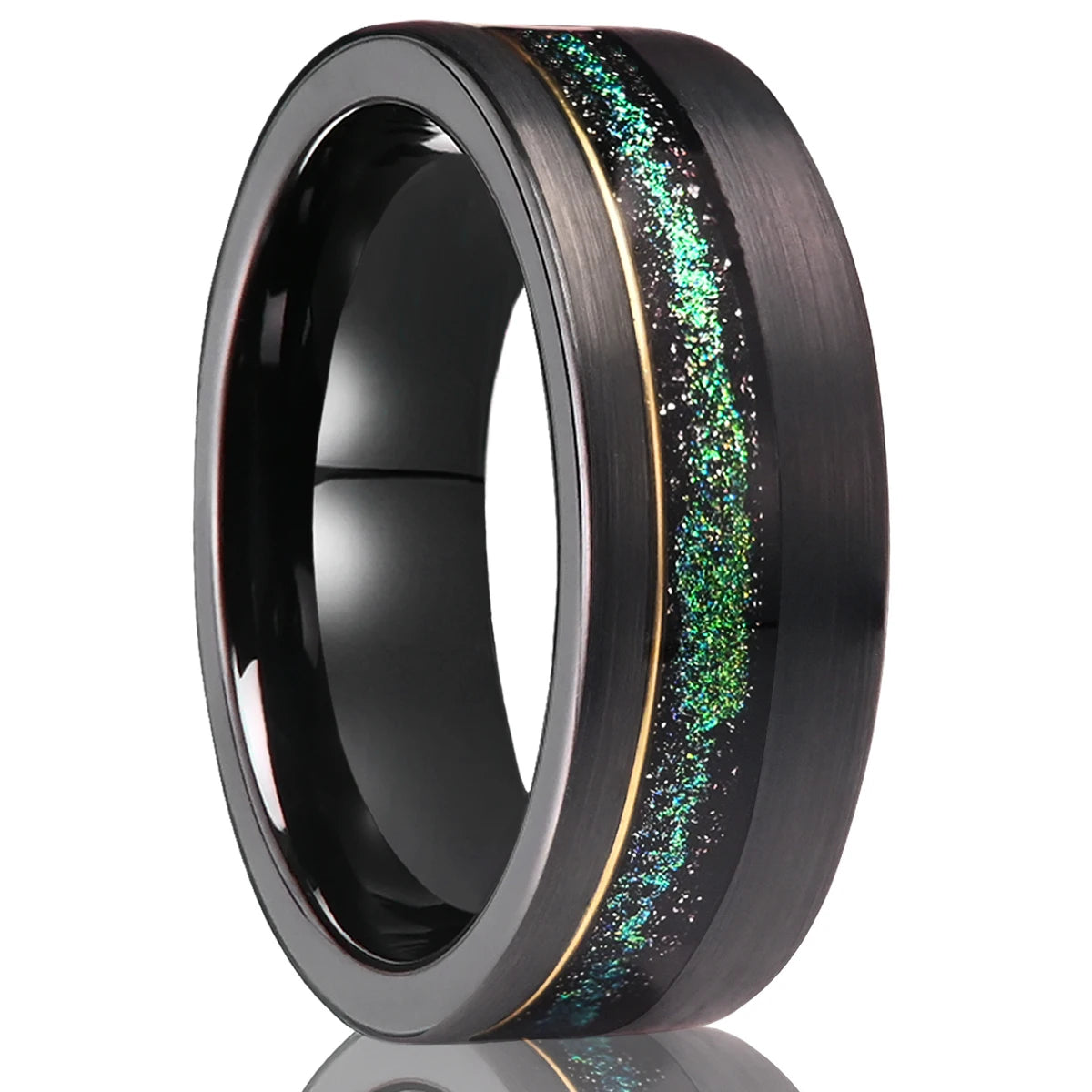 8MM Black Tungsten Galaxy Wedding Band