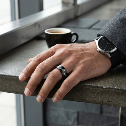 Black Tungsten Horse Ring