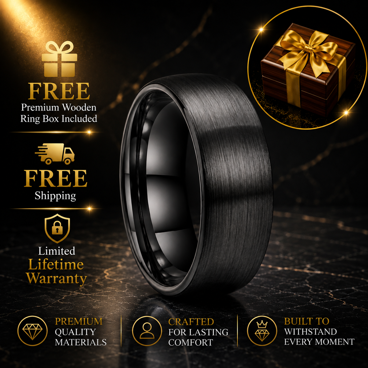 8MM Black Tungsten Wedding Ring