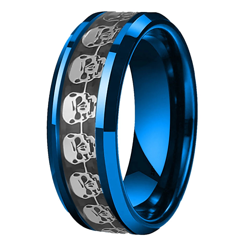 8MM Tungsten Skull Ring