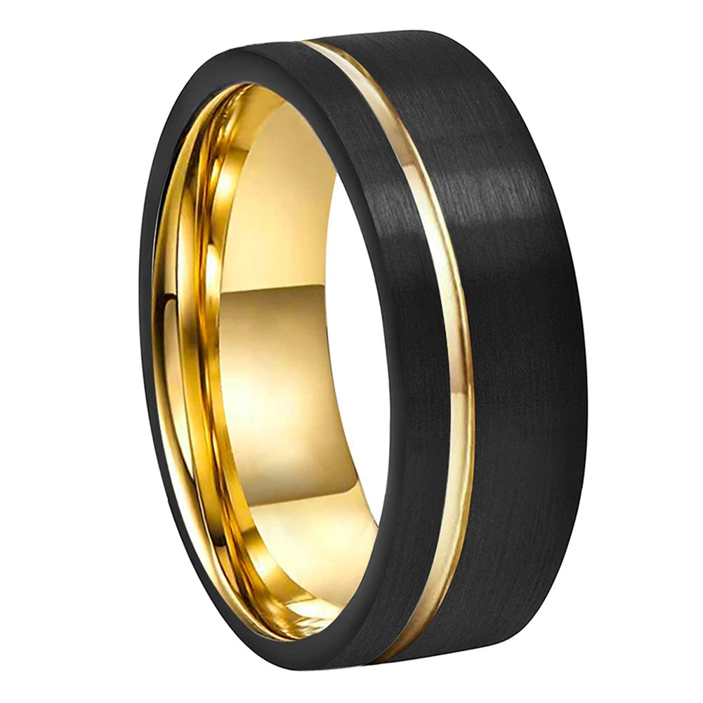 8MM Brushed Tungsten Ring - Offset Groove Design