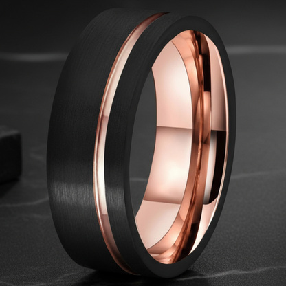 8MM Brushed Tungsten Ring - Offset Groove Design