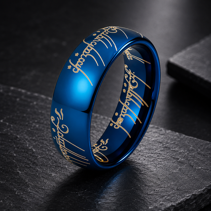 8MM Domed Polished Engraved Tungsten Ring