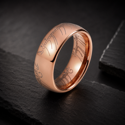 8MM Domed Polished Engraved Tungsten Ring